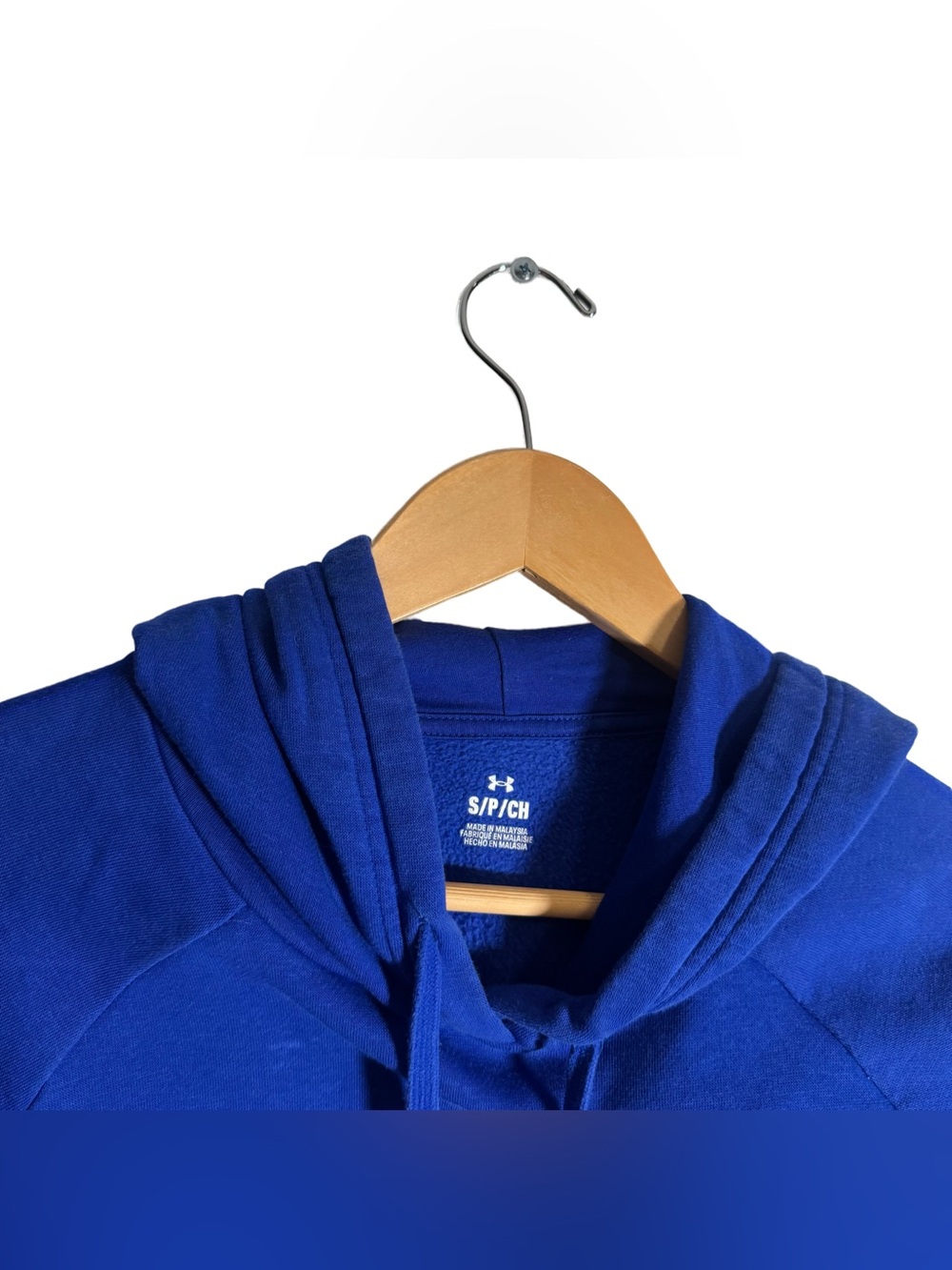 Under Armour Hooded Sweatshirt Women's Small Blue Logo Fleece Pullover Athletic - Picture 5 of 6